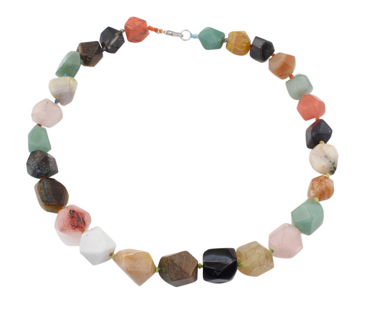Treasure Bay Chunky Statement Natural Gemstone Beaded Necklace for Women, Women's Handmade Necklace (MultiColour Gems)
