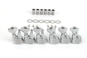Demusea MAG-301 Guitar Machine Head 6 pieces in line 1:18 Sealed tuning key string pegs tuners set for electric or acoustic guitars(Chrome, 6 For Right)
