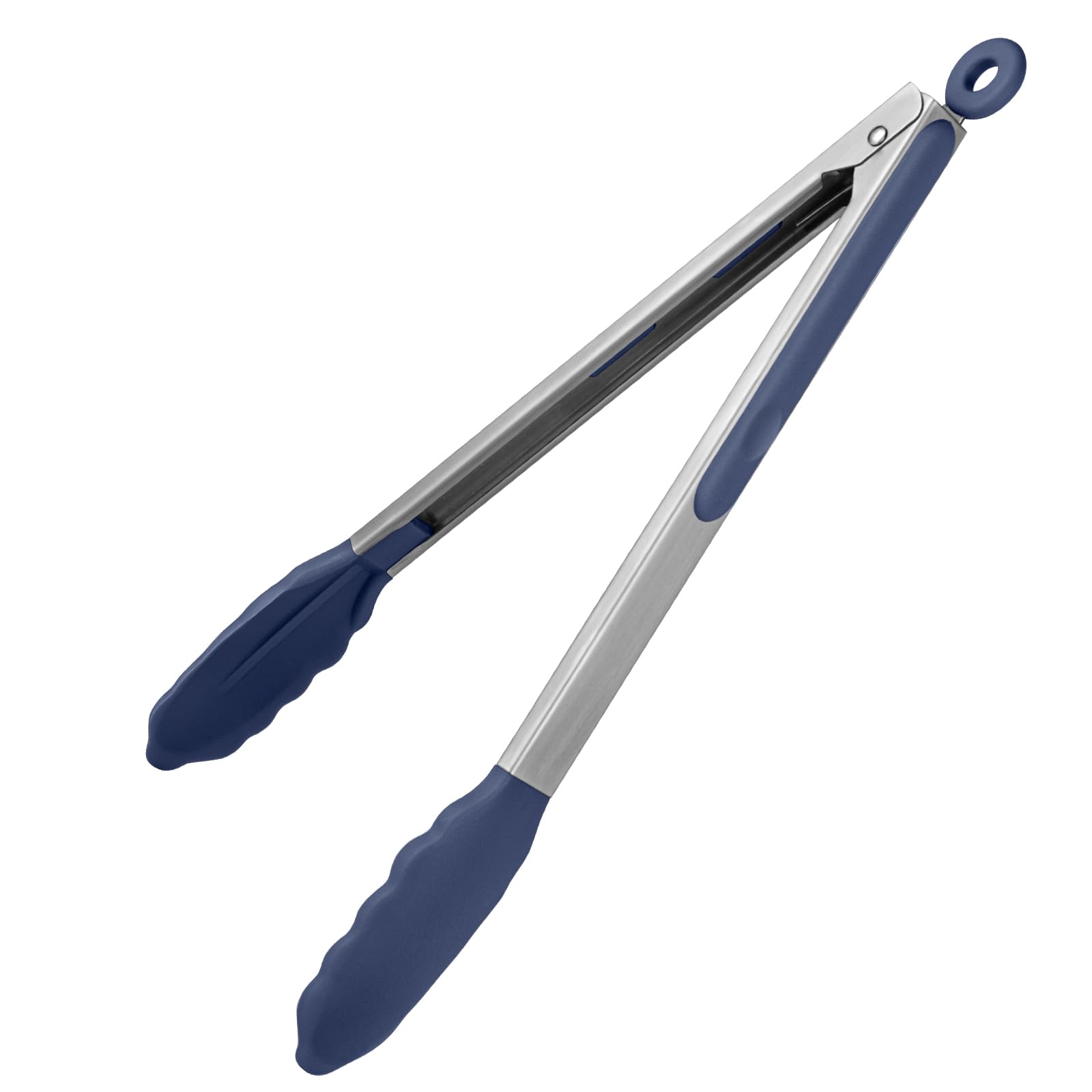 U-Taste 30cm Silicone Tongs: 315℃ Heat Resistant Kitchen Tong with Firm Sealed Non Stick Rubber Tips, Silicon Coated 18/8 Stainless Steel Handle and Smooth Locking for Cooking BBQ (Midnight Blue)