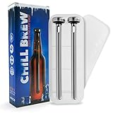 Beer Chiller Stick [2-Pack] with Washable Plastic Storage Case, Chill Brew Beer Chillers, Keeps Beer Cold Longer Than a Koozie