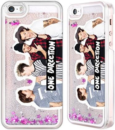 Official One Direction 1D Group 4 Group Photo Liquid Glitter Case For Apple iPhone 5 / 5s