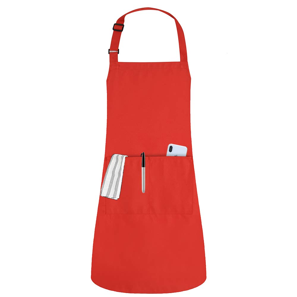 MaYee Kitchen Aprons Adult Adjustable Cooking Aprons with 2 Pockets Waterdrop Resistant Baking Gardening Restaurant BBQ Chef Apron for Women Men