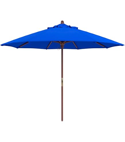 California Umbrella 9' Rd. Wooden Market Umbrella, Push Open Pin Stop , Sunbrella Bay Brown : Patio Umbrellas : Patio, Lawn & Garden