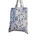Caixia Women's Cotton Daisy Floral Canvas Tote Shopping Bag Light Brown (Blue-Open)