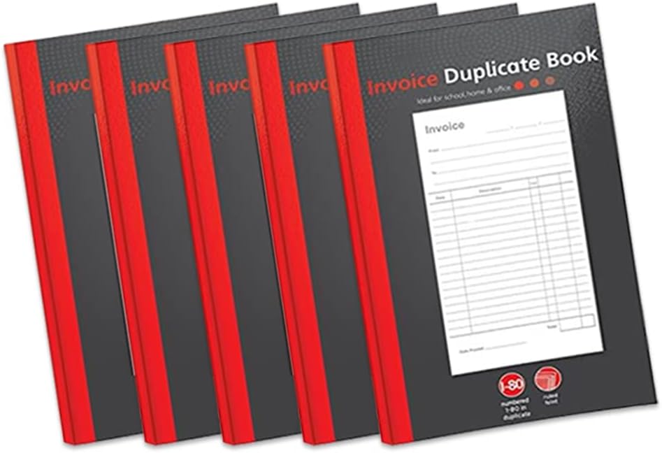 1ABOVE 1-80 Page Numbered Invoice Book A5 Ruled Feint 214x133mm