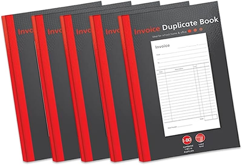 1ABOVE 1-80 Page Numbered Invoice Book A5 Ruled Feint 214x133mm