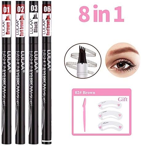 Eyebrow Tattoo Pen- Calavaca Waterproof Microblading Eyebrow Pencil with a Micro-Fork Tip Applicator Creates Natural Looking Brows Effortlessly,8 in 1 Eyebrow Tattoo Pen