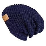 LETHMIK Functional Slouchy Beanie Unisex Skully Hat Warm Infinity Scarf in 3 Colors ,Navy Blue,One Size (Elastic)