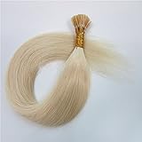 High Quality 100% Remy Human Hair Extensions Straight Stick/i-tip Hair Extension 20 Inches 100g 100 Strands (#60 White Blonde)