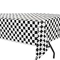 Plastic Black & White Checkered Flag Table Cover