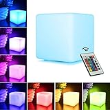 Security 15cm/6" Rechargeable LED Waterproof Cube Light Cordless Remote Control Night Light 16 Colors Changing Dimmable Mood Lighting Lamp for Adults Children Home Party Decorative Lighting