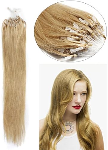 Yotty Remy Human Hair Extensions Micro Ring Loop Tip Double Drawn Hair (16''1g/s, Dark Blonde)