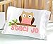 Personalized Owl Pillowcase (Toddler Travel 13 x 20, Pink Owl) for Kids Pink Pillow Case for Girls Birthday