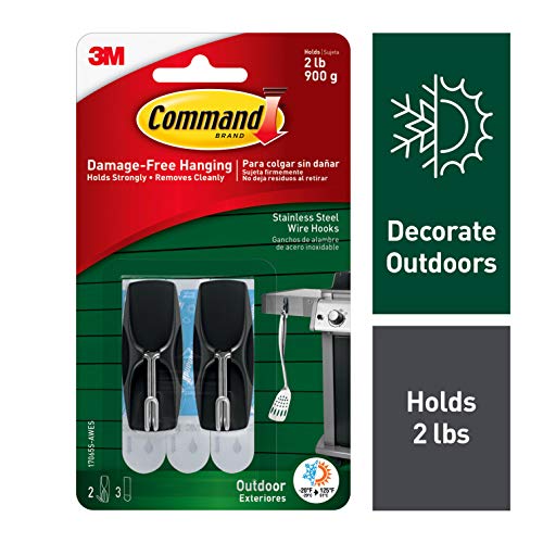 Command Outdoor 2 lb Capacity Stainless Steel Toggle Hooks, Decorate Damage-Free, Water-Resistant Adhesive (17065S-AWES)