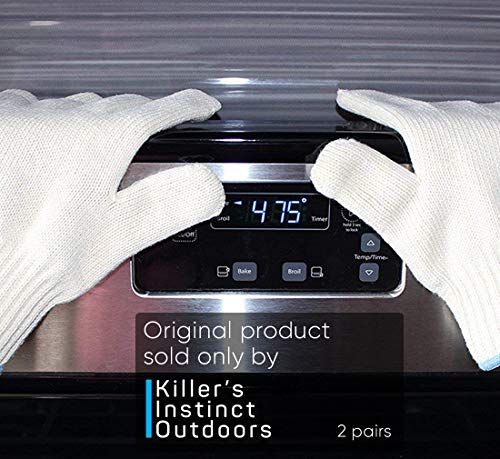 2 PAIRS Heat Resistant Gloves Oven Gloves Heat Resistant With Fingers Oven Mitts Kitchen Pot Holders Cotton Gloves Kitchen Gloves Double Oven Mitt Set Gardening Gloves Work Gloves Bulk