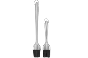 Kukyller Basting Brush, 2Pcs Kitchen Brush for Sauce Butter Oil Stainless Steel Core Design for Barbecue BBQ Grilling
