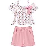KIDLAGA Toddler Baby Girls Clothes Summer Outfits Fruit Print Bow Camisole Top and Casual Shorts 2-piece Summer Clothing Set
