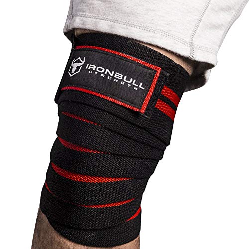Iron Bull Strength Knee Wraps (1 Pair) 80" Elastic Knee and Elbow Support & Compression For