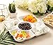 Set of 2 Porcelain Appetizer Serving Trays, 5-Compartment Reusable Divided Platters for Charcuterie Boards, Finger Foods, Fruit, Veggies, Snacks Desserts (9.5x9.5x1 in)