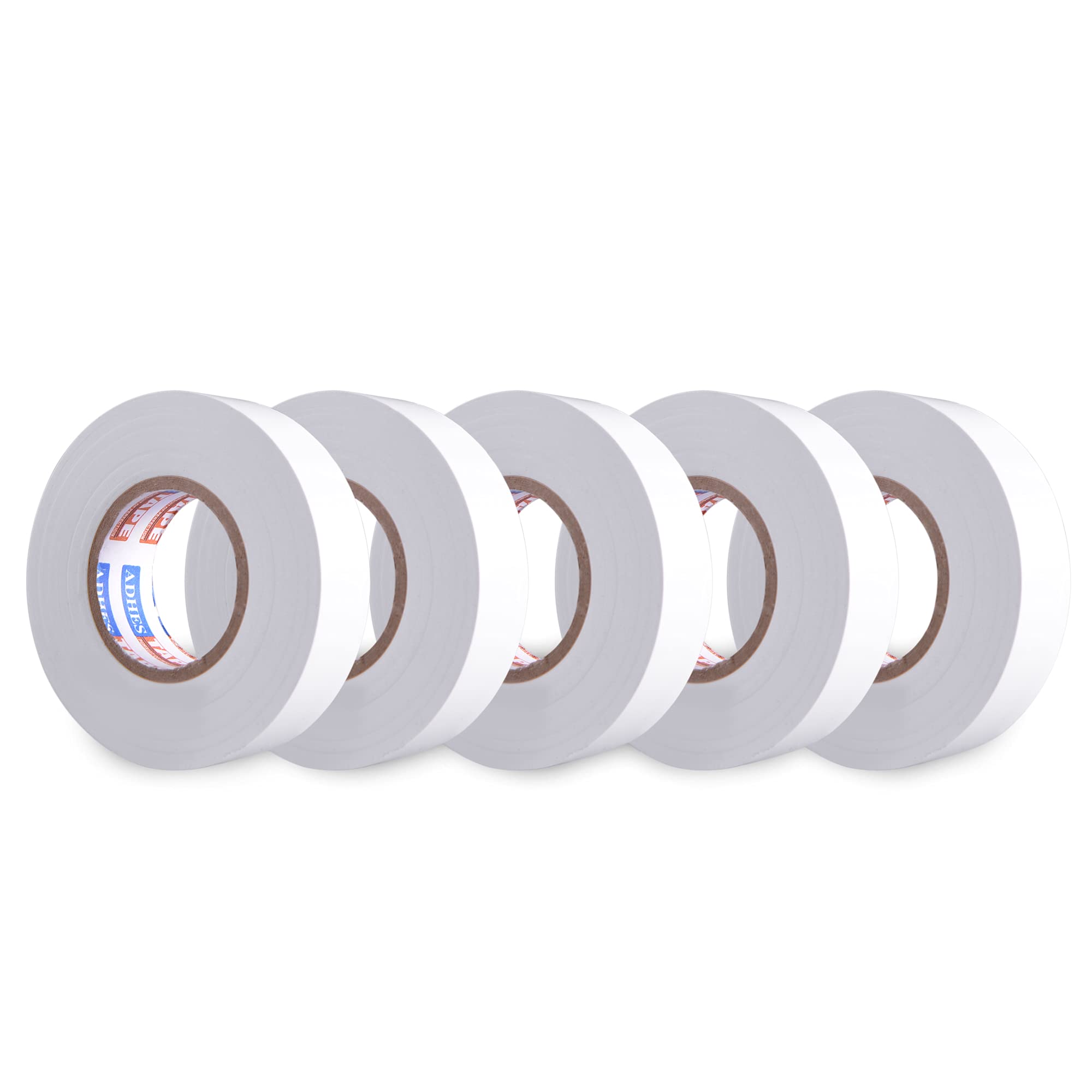 ADHES Electrical Tape White Electric Tape Heat Resistant Tape,19mmx20m, Pack of 5Rolls