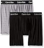 Calvin Klein Men's 2 Pack Body Modal Boxer Brief, Black Solid/Black White Stripe, Large