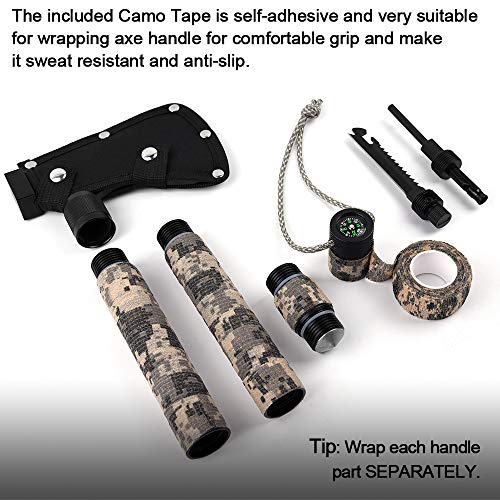 IUNIO-Camping-Axe-Multi-Tool-Hatchet-Survival-Kit-Folding-Portable-Tactical-Tomahawk-Camp-Ax-with-Sheath-Hammer-Compass-Flint-Whistle-for-Outdoor-Hiking-Hunting-Emergency-Backpacking