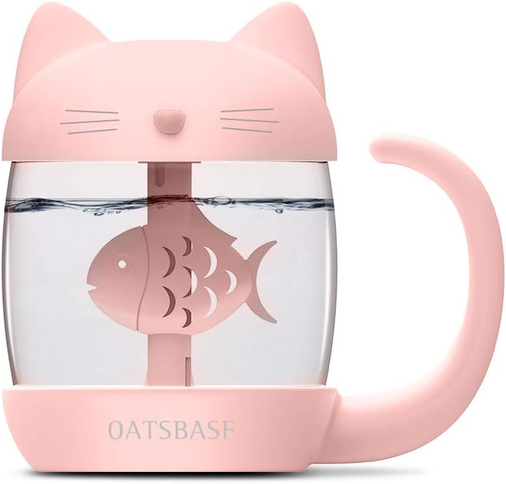 bifine Mini Humidifier for Babies Bedroom, Car and Office, Portable USB Humidifier with Automatic Shut-of and Night Light （400ML 22dB）lovely Mini Humidifier pink