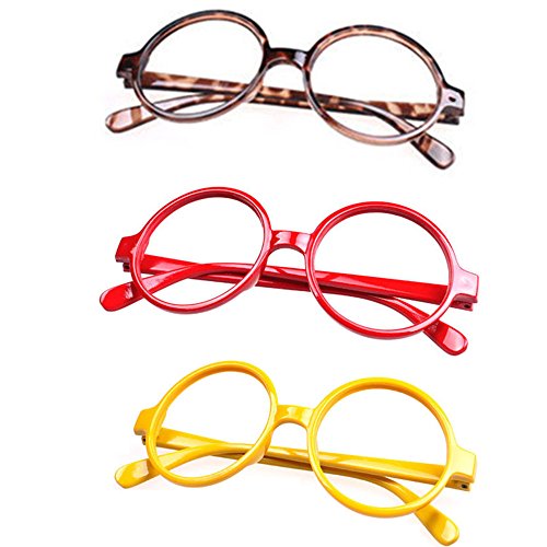 Set of 3 FancyG® Retro Geek Nerd Style Round Shape Glass Frame NO LENSES SET99