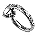 I Am My Beloved and He Is Mine CZ Open Heart Ring Silver Stainless Steel With Verse