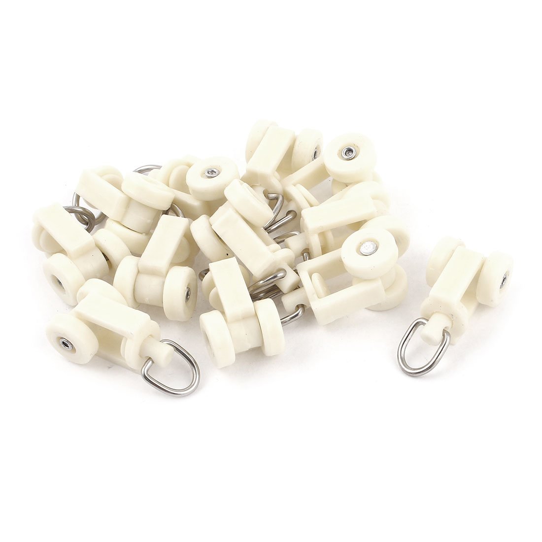 sourcingmap Curtain Track Rollers Plastic Twin Wheeled Carriers Drapery Rail Sliding Glider for Windows Shower Curtain Tracks 12mm Dia 12 Pcs