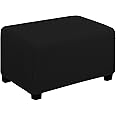 Easy-Going Stretch Ottoman Cover Folding Storage Stool Furniture Protector Soft Rectangle slipcover with Elastic Bottom(Ottoman Small,Black)