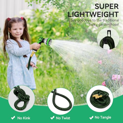 Yofidra Expandable Garden Hose – 15 m/50 ft Flexible Garden Hose with 10 Spray Models, Metal Connectors 1/2 Inch and 3/4 Inch Garden Hose for Garden, Watering, Cleaning