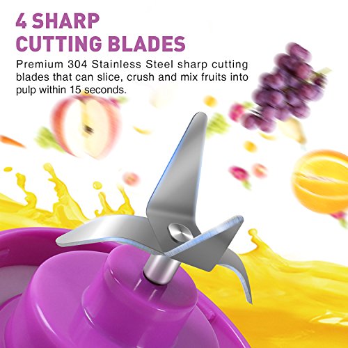 SUNAVO BL-09 Portable Blender Mini Travel Juice Cup,USB Rechargeable Blender Shakes and Smoothies,Blender Smoothie Single Served,with USB Charging Sport Mini Juice Maker,Purple
