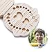 ELENKER Baby Tooth Fairy Box,Wooden Kids Keepsake Organizer for Baby Teeth,Baby Birthday Gift( Boy )