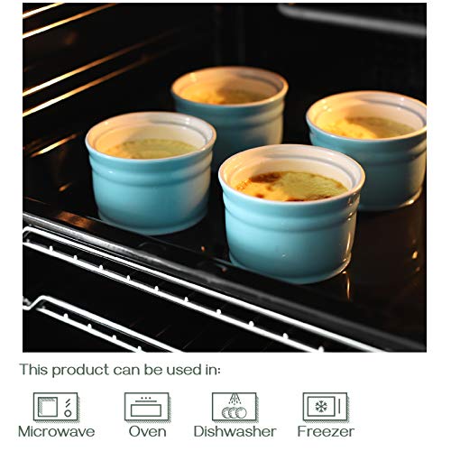 DOWAN Ramekins, Porcelain Ramekins 8 oz Oven Safe, Set of 6 Ramekins for Creme Brulee, Souffle