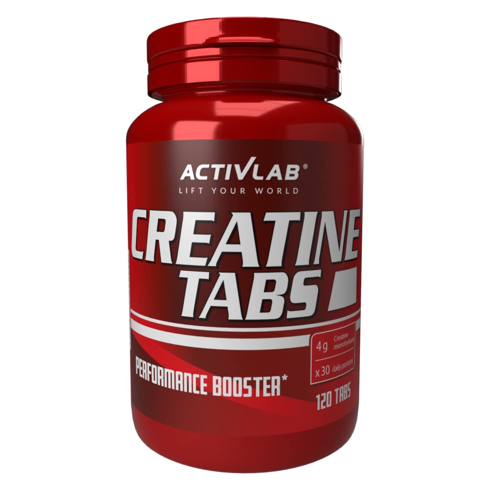 Activlab Creatine Tabs 120 Tablets - Pomegranate Flavor - 4000mg Monohydrate - Advanced Formula for Muscle Building, Bodybuilding, Fitness, and Cross-Fit - Enhances Power, Endurance, and Strength