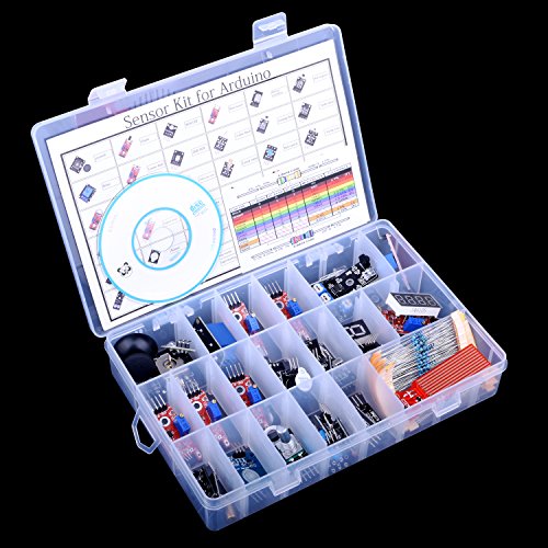 Quimat 37-in-1 Sensor Module Starter Kits with Tutorials for Arduino UNO R3, Mega 2560 NANO and Raspberry Pi 3 RPi 2 Model B B+
