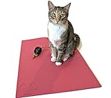 The Original Yoga Cat Mat by Feline Yogi - Scratch Lounge Mat with Toy (Pink)
