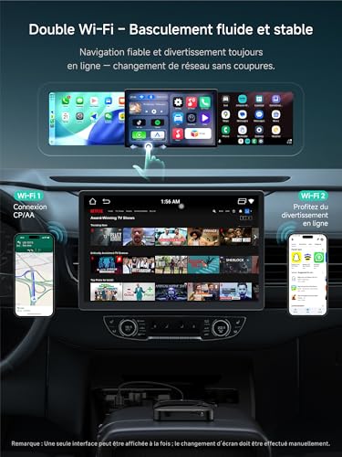 MYATOTO Android Auto Wireless CarPlay Adapter, AI Box CarPlay 2GB+16GB for Car with Wired Carplay, Built-in Video App(YouTube/Netflix), DriveChat AI, Dual-WiFi y Bluetooth, Y Cable, CB4A