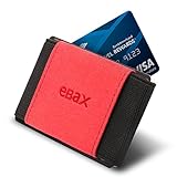 Ebax Minimalist Slim Wallet For Men Women - Elastic Front Pocket Credit Card Holder Wallet (Black Red)