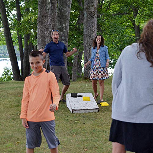 Cornhole Bags Weather Resistant Cornhole Bean Bags Duckcloth Canvas Corn Filled Double Stitched Corn Hole Bean Bags Portable Tote Bag Regulation Cornhole Bags Kid Tossing Tournament (Black And Yellow)
