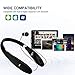 Bluetooth Headphones, Bluetooth Headset Foldable Neckband Wireless Headset with Retractable Earbuds, Bluetooth V4.1, 16 Hours Playtime, Sports Sweatproof Noise Cancelling Earphones with Mic (Black)