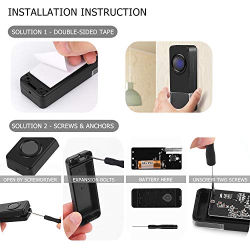 Wireless Doorbell, Coolqiya Door Bell Chimes Kit with 3 Plugin Receivers and 2 Remote Waterproof Push Buttons, No Battery Required for Receivers, 52 Melodies, Black - Thumbnail 6