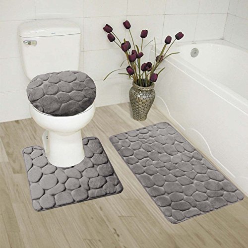 Elegant home 3 piece solid color rock embossed memory f…