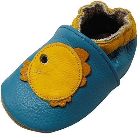 Yalion Soft Leather Baby Shoes Toddler Boys Girls Moccasins with Non Slip Suede Sole Lovely Golden Fish