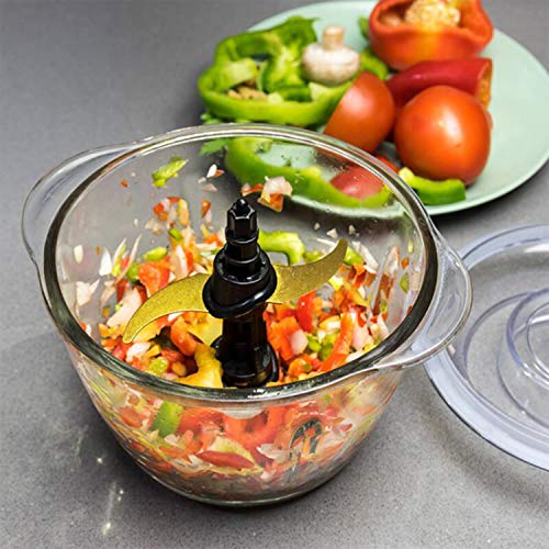 Electric Meat Grinder, MOSAIC 400W Food Processor for Vegetables Fruit Salad Onion Garlic with 4 Detachable Titanium Coating Blades and 5-Cup Food Grade Glass Bowl Food Chopper Silver
