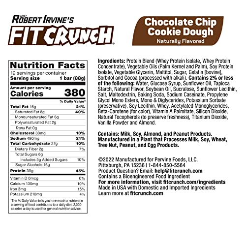 FITCRUNCH Full Size Protein Bars, Designed by Robert Irvine, 6Layer