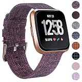 EZCO Bands Compatible with Fitbit Versa/Versa 2 / Versa Lite, Woven Fabric Breathable Watch Strap Quick Release Replacement Wristband Accessories Compatible Versa Smart Watch Women Man