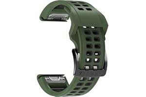 Threeeggs for Garmin Fenix 7X Watch Band, 26mm Quick Release Silicone Soft Replacement Strap for Fenix 6X, Fenix 5X, Fenix 3, Fenix 3 Sapphire, Descent Mk1, Quatix 3, Tactix Bravo