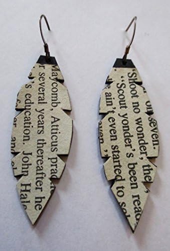 Scout and Atticus Jewelry, Repurposed Bike Tube & Book Page Earrings